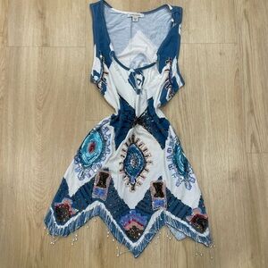 Boston Proper 🧿🧿🧿 blue and white sequins mini dress/tank Size S